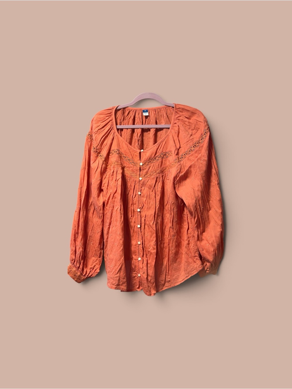 Boho Button-Front Blouse in Rust Old Navy